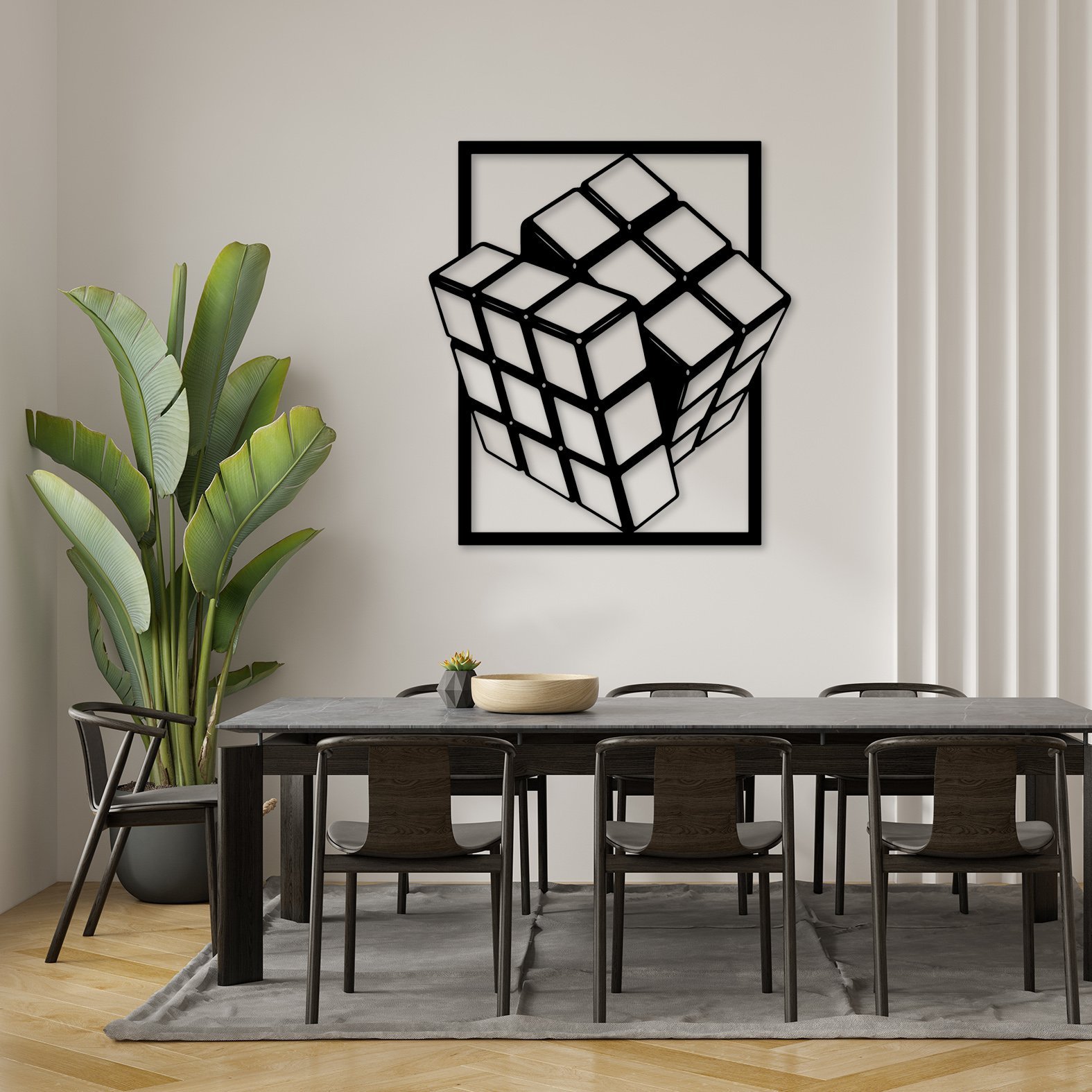 Minimalist Interior of modern living room 3D rendering