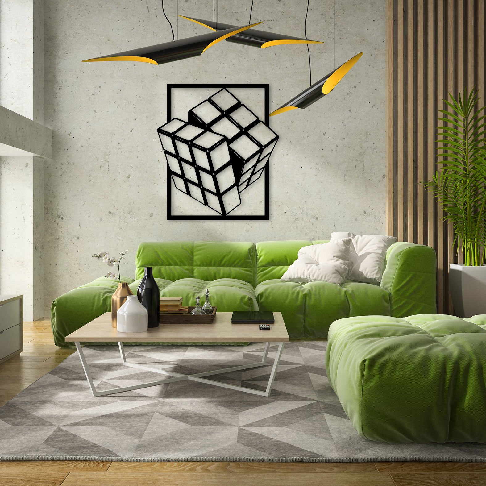 Interior modern design room 3D illustration