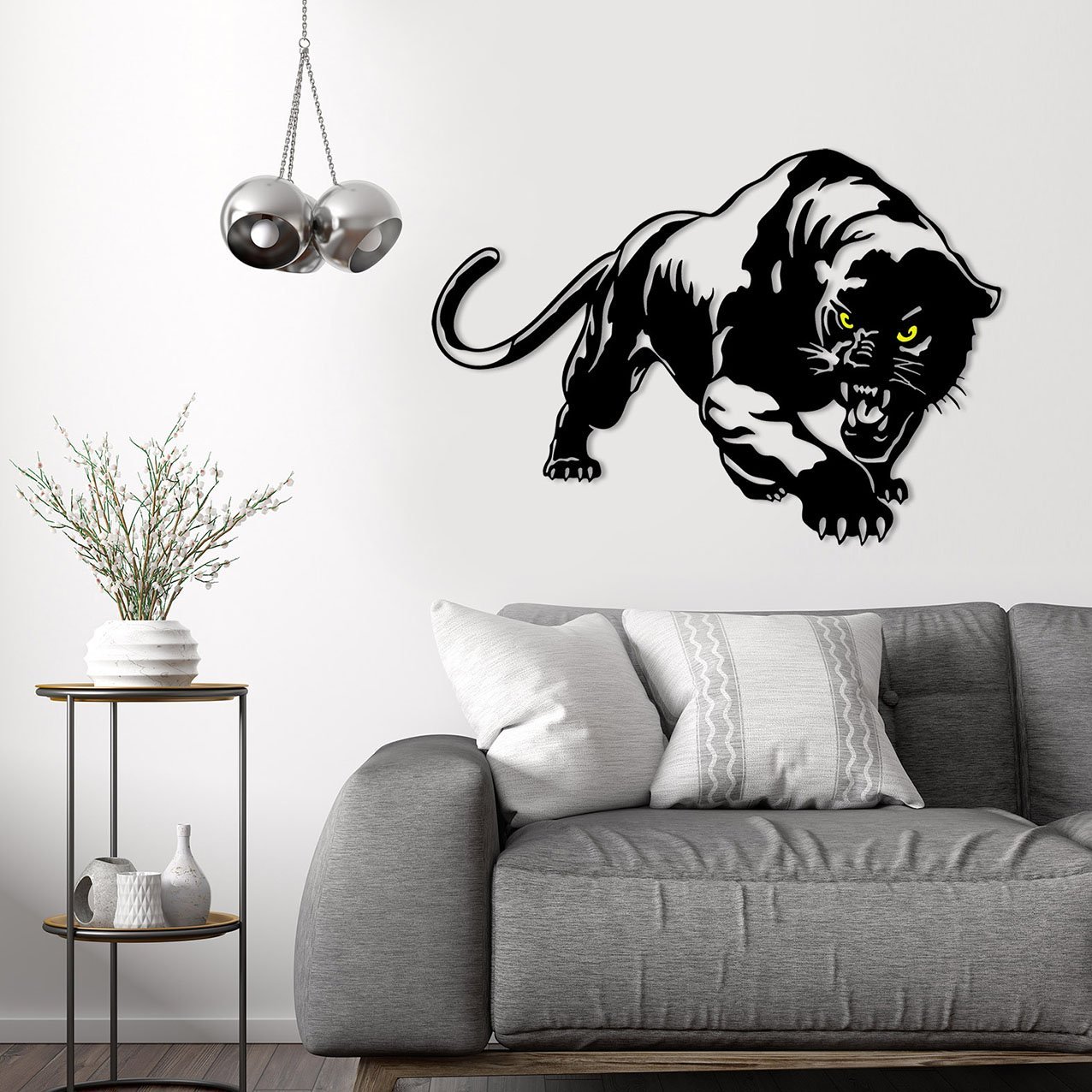 Interior of living room with sofa and mock up poster 3d renderin