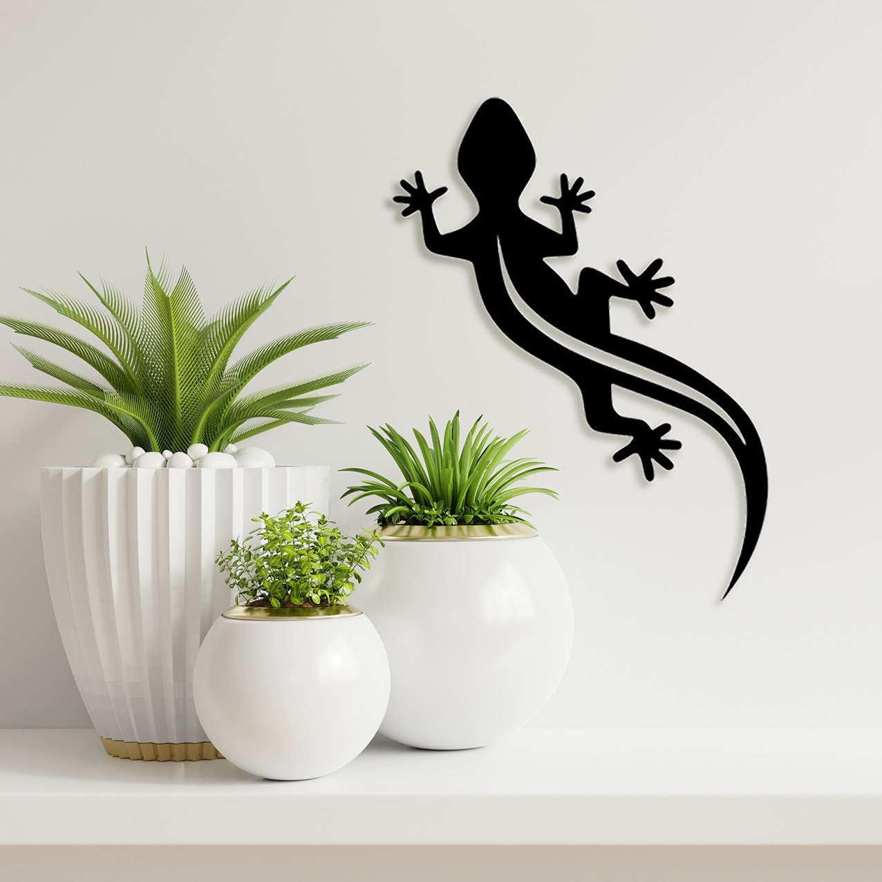 Mockup wall with plants on Shelf wooden.