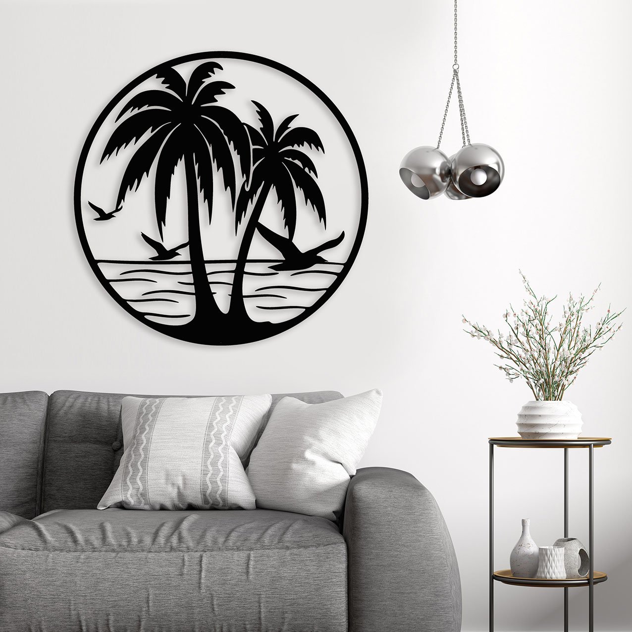 Interior of living room with sofa and mock up poster 3d renderin