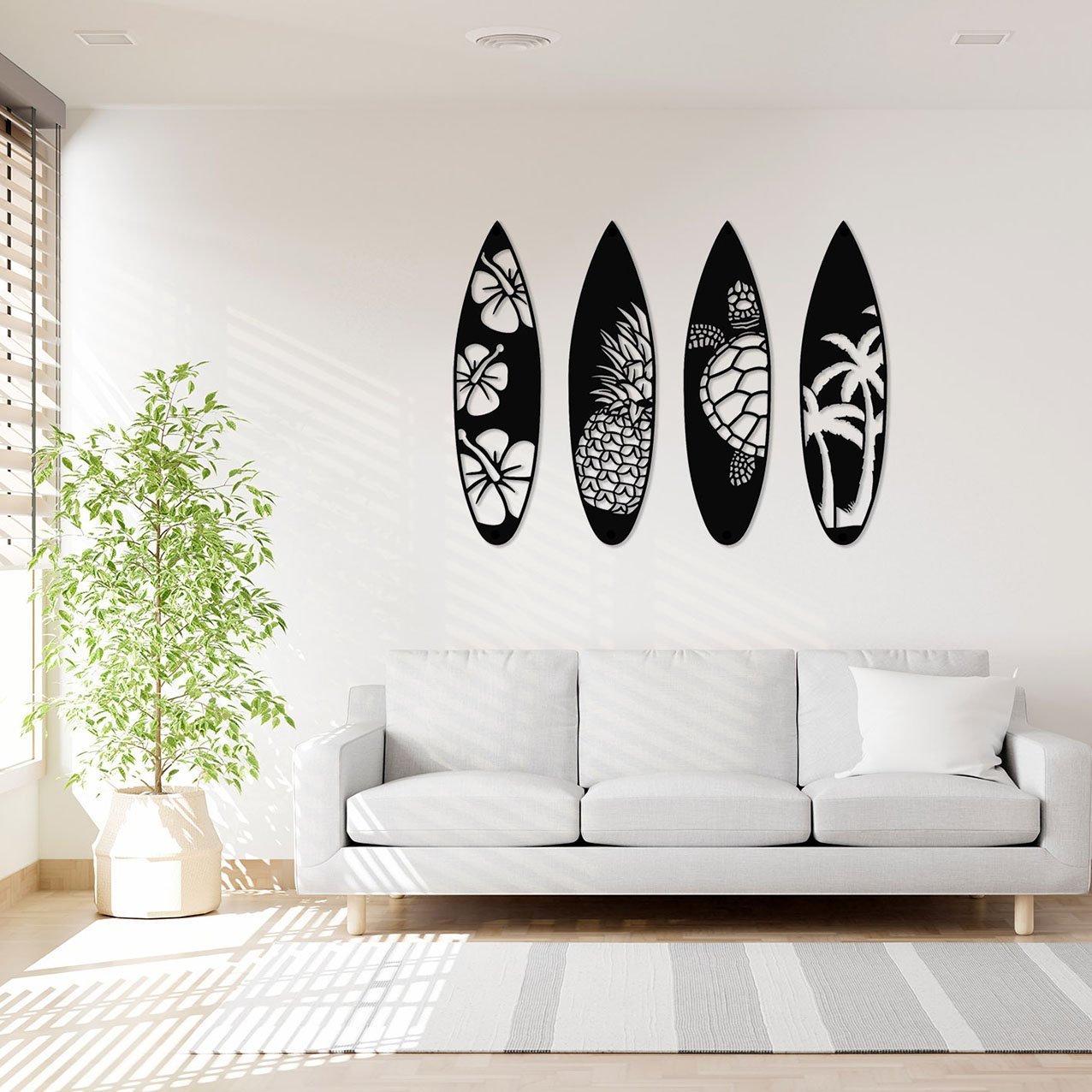 Sofa in living room with copy space, 3D rendering