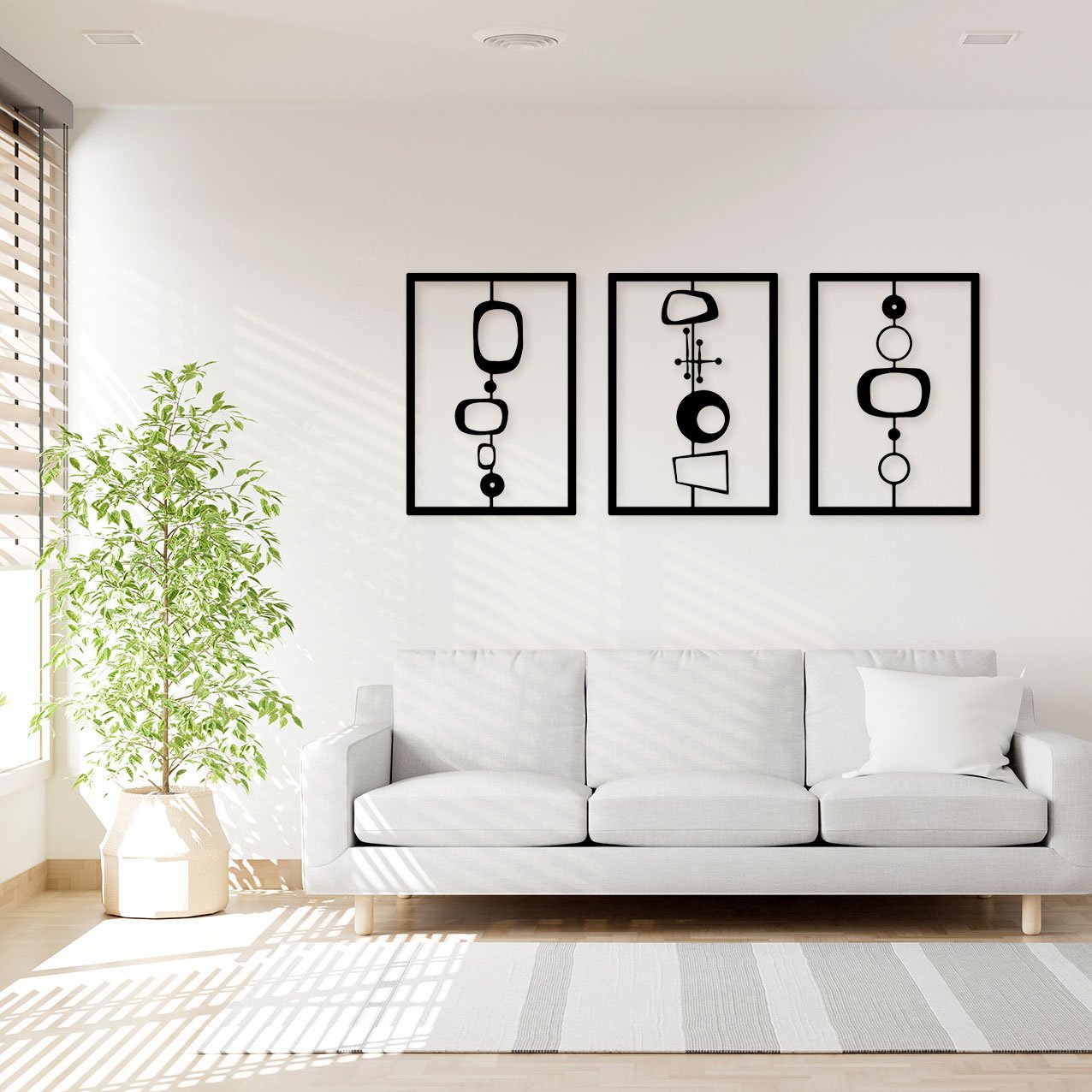Sofa in living room with copy space, 3D rendering
